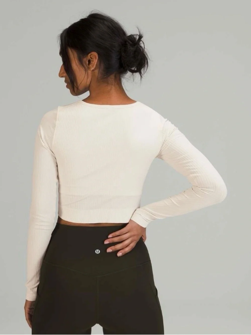 Lululemon Ebb to Street Long Sleeve Crop Top White Opal Size S